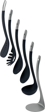Joseph Joseph Nest 5 Compact Stacking Utensils kitchen tool set with magnetic storage stand, organization, dishwasher safe - Dark Gray/Stainless Steel