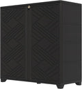 HOMSPARK Indoor/Outdoor Storage Cabinet with Doors and 1 Shelf, 34”x15”x34” HDPE Plastic Storage Box for Bedroom, Bathroom, Living Room, Balcony, Multi-Purpose for Daily Tools, Black
