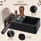 Y-Step Espresso Knock Box, 8 in 1 Espresso Tamping Station ABS Coffee Tamper Station Base Espresso Accessories Organizer Box for Storage 51-58MM Espresso Tamper, Distributor, Portafilter & Puck Screen