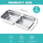2Pcs 304 Stainless Steel Bento Boxes, 2 Compartments Portable Food Storage Containers Snack Boxes with Lids, Divided Meal Prep Lunch Box Food Container Dishwasher Safe