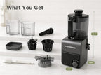 3-in-1 Cold Press Juicer Machines, 6.5" Mega Chute for Whole Fruit, Slow Masticating Juicer with Sorbet & Nut Milk Maker, BPA Free, 100 OZ Hopper, Easy Clean, Oxide Gray