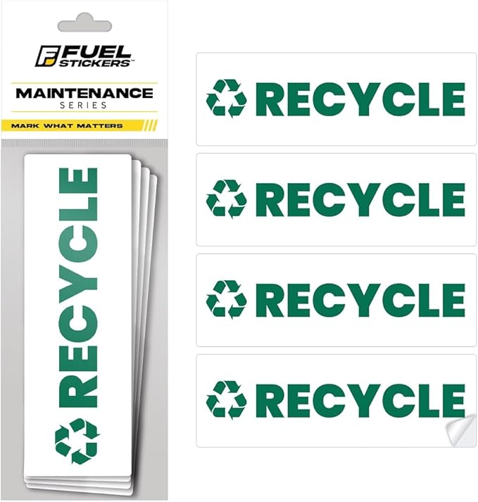 Recycle Sticker for Trash Bins – Heavy Duty, Recycle Only Sticker - 3-5 Year Indoor/Outdoor Rated - Heavy Duty, Weather Proof, Ultra Durable - USA Made (6x2 inch), 4 Labels