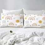 Erosebridal Girls Rainbow Bedding Set, Sun and Stars Comforter Set Twin Size for Kids Boys Children Cartoon Style Cloud Bedding Comforters Girly Soft Microfiber Duvet Insert for Bedroom Decor