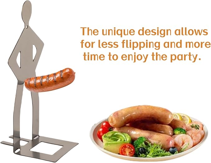 4 PCS Funny BBQ Stand Man Hot Dog Holder-Reusable Stainless Steel Hotdog and Sausage Stand-Portable Hot Dog Roaster-Barbecue Grill Accessories-Ideal For Camping And Party Gifts (6)