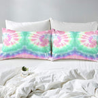 Erosebridal Kids Tie Dye Comforter Set, Bohemian Psychedelic Duvet Sets Full Size for Girls Boys Teens Women Bedroom, Boho Gypsy Spiral Bedding Set Watercolor Trippy Duvet Insert, Pink Teal Blue