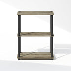 Furinno Turn-N-Tube 3-Tier Multipurpose Compact Display Rack, Shelving Unit, Bookcase, French Oak/Black