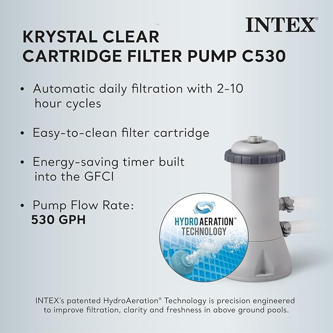 Intex 26711EH Prism Frame Premium Above Ground Swimming Pool Set: 12ft x 30in – Includes 530 GPH Cartridge Filter Pump – SuperTough Puncture Resistant – Rust Resistant – 1718 Gallon Capacity