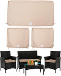 ClawsCover 3Pack Outdoor Seat Cushions Replacement Covers Fit for 4 Pieces Wicker Rattan Furniture Patio Conversation Set Loveseat Chair, 38x19x2,19x19x2,Light Khaki-Large(Include Cover Only)