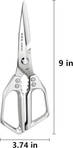 Kitchen Scissors, All Purpose，Ultra Sharp Meat Scissors，Heavy Duty Silver Cooking Scissor，Dishwash Safe Stainless Steel Kitchen Shears for Food, Chicken Bones, Turkey