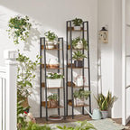 VASAGLE Bookshelf, 4-Tier Narrow Bookcase, Ladder Shelf for Home Office, Living Room, Bedroom, Kitchen, Rustic Brown and Ink Black ULLS108B01