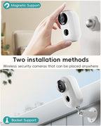 ZUMIMALL Security Cameras Wireless Outdoor with Magnetic Mount, 2K Outdoor Camera Wireless Battery Powered, 2.4G WiFi Cameras for Home Security Indoor,3MP Color Night Vision/Siren/PIR/AI/Cloud/Alexa