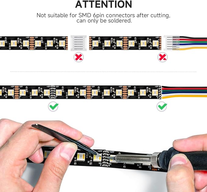 BTF-LIGHTING RGBCCT 5 Colors in 1 LED Tape Lights 5050SMD RGBWW RGB+Dimmable Color Temperature 2700K-6500K 16.4ft 96LED/m 480LED IP67 DC12V Black PCB for Home Decoration(No Adapter or Controller)