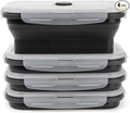 Collapsible Silicone Food Storage Containers Set with Lid & Air Vent,Foldable Lunch Containers(4PCS,Black,27oz)