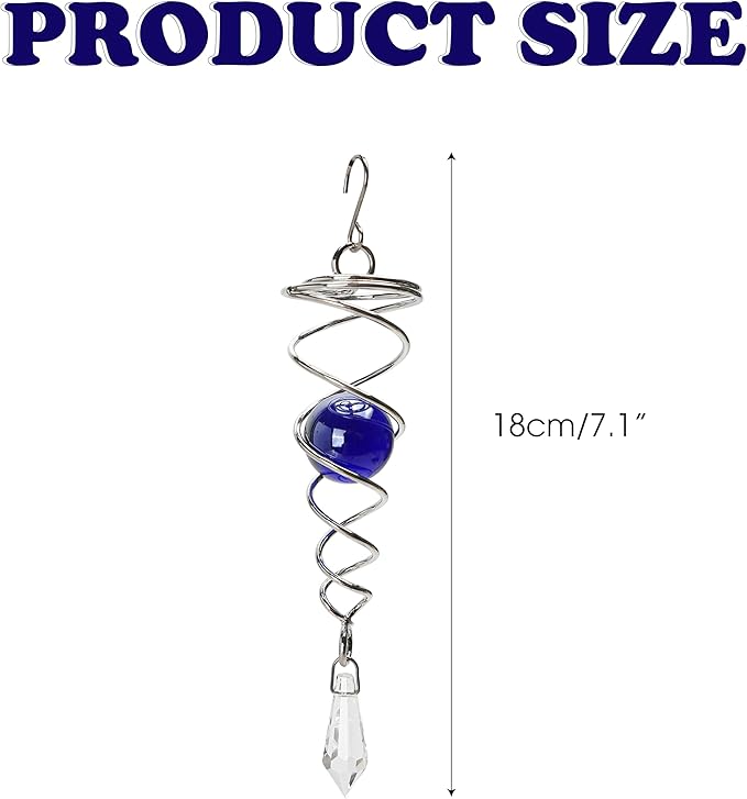 5pcs Wind Spinner Tail Gazing Ball Spiral Stabilizer Tails for Indoor and Outdoor Decoration, (7.1'') 18cm Stainless Steel Hanging with Swivel Hook Garden Decorative