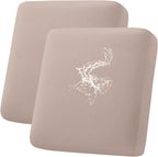 hyha Waterproof Couch Cushion Covers, Stretch Sofa Couch Seat Slipcover for Dog Washable, Non-Slip Waterproof Outdoor Cushion Covers for Patio Furniture Replacement (2 Pieces, Taupe)