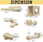 Wall Climber Set – Mounted Shelves and Climbing Bridge for Active Indoor Pets – 6-Piece Furniture Set