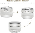 IKAPE Coffee Products, 49MM Coffee Distributor & Hand Tamper, Adjustable Depth Espresso Distributor Fits All 49mm Espresso Portafilter