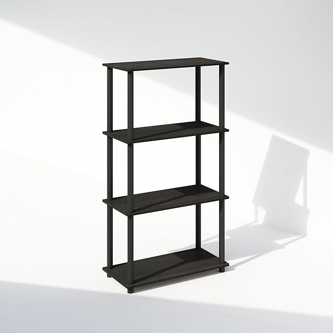 Furinno Turn-N-Tube 4-Tier Multipurpose Shelf Display Rack, Shelving Unit, Bookcase, Espresso/Black