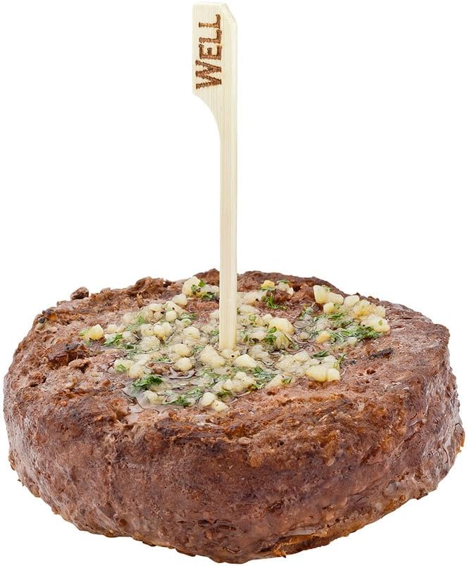 Restaurantware RW Smart 4 Inch Well Steak Markers 1000 Disposable Meat Marker Sticks - With Well Embossing Paddle Design Bamboo Steak Temperature Markers For Barbeques Parties Or Buffets