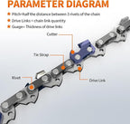 3Pcs 16 Inch Chainsaw Chain, 3/8" LP Pitch .050" Gauge 56 Drive Links,Replacement Chains for Portable Mini Chainsaw, Guide Saw Chain for Chainsaws (16"-56DL-3/8"LP .050"-3pcs)