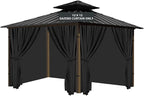 Gazebo Universal Replacement Privacy Curtain, 12'X12' Gazebo Curtains Outdoor Waterproof, 4-Panels Sidewall with Zipper for Patio, Garden and Backyard (Only Curtains, 12'X12', Black)