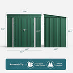 Gizoon 6' x 4' Outdoor Storage Shed with Double Lockable Doors, Anti-Corrosion Metal Garden Shed, Waterproof Shed Outdoor Storage Clearance for Backyard Patio Lawn-Green