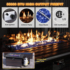 15 PCS Patio Furniture Set with Fire Pit Table Outdoor Sectional Furniture Outdoor Rattan Patio Sofa Conversation Sets with 43in 55,000 BTU Propane Gas Fire Pit Table, Navy Blue
