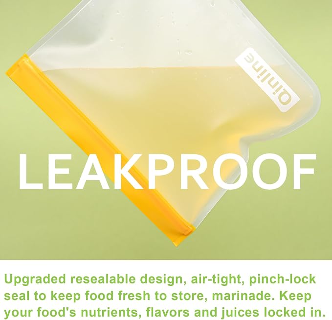 Reusable Food Storage Bags - 10 Pack Freezer Bags, Extra Thick Leakproof Lunch Bags for Salad Fruit Marinate Meats Travel - 10 Sandwich Storage Bag