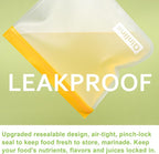 Reusable Food Storage Bags - 10 Pack Freezer Bags, Extra Thick Leakproof Lunch Bags for Salad Fruit Marinate Meats Travel - 10 Sandwich Storage Bag
