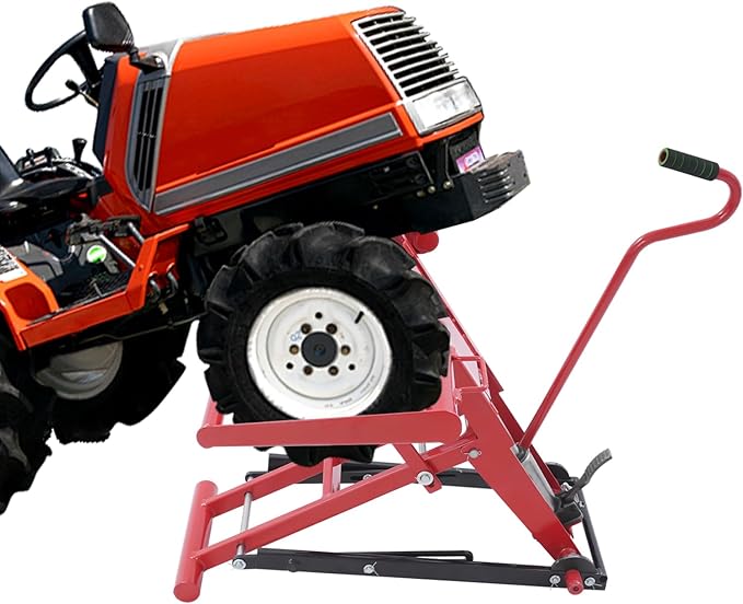 Lawn Mower Lift, 350Lbs Lawn Mower Lift Carbon Steel Hydraulic Lift Jack Lawnmower Lift Tool Adjustable Lawnmower Lifts w/Hydraulic Foot Pedal for Garden Tractors All-Terrain Maintenance and Repair