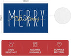 ONWAY Merry Christmas Gold Placemats 12x18 Inch Set of 4 Xmas Winter Holiday Place Mats for Home Party Kitchen Dining Table Decorations Blue