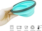 CCyanzi 1200ml Collapsible Camping Bowl Silicone Food Storage Container with Lid and Foldable Stainless Steel Fork Spoon, for Picnic, Travel, Camping, RV, Fridge and Microwave Bowls