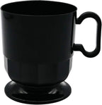 Party Essentials 8-Ounce Hard Plastic Coffee Cup/Tea Mug with Handle, 20-Count, Deluxe Black
