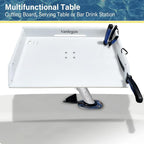 Boat Cutting Board Bait Table Filet Board For Fish Cleaning Station White Fishing Fillet Table, In Single Rod Holder With Plier Storage and Knife Slot, Marine Accessories For Boats Grill