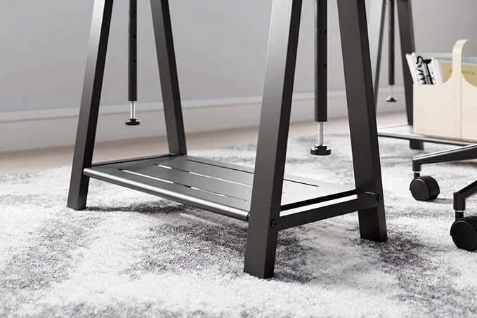 Signature Design by Ashley Bayflynn Mixed Media Adjustable Height Desk, White & Black