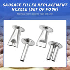 Hoypeyfiy Stainless Steel Jerky Gun Nozzles, Sausage Maker Nozzles 4Pcs Handmade Beef Jerky Nozzles (stainless steel jerky nozzle)