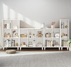 IOTXY Open Cube Low Bookcase - 3-Tier Freestanding Storage Display Cabinet Organizer with Legs for Home Office, 3-Cubes Open Shelf Short Bookshelf, White