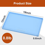 ukeetap 19" x 12" Extra Thick Silicone Mat Waterproof with Raised Edge, BPA Free Non-Slip Dog & Cat Food Mat, Feeding Mat for Food and Water Bowls, Spill Proof Mat to Protect Floors, Blue