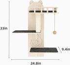 Cat Wall Shelves, 3 Platform Kitten Wall Furniture, DIY for Painting Cats Scratching Post with Sisal Scratching Post and Ball Toy