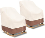 Okcool Patio Rocking Chair Cover 2-Pack,Rocking Chair Covers for Outdoor Furniture, 27''W x 34''D x 45''H Inch,Rocking Chair Covers Waterproof,Beige & Brown