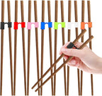 EAEDMY 7 Pairs Training Kid Adult Chopsticks and Trainers for Beginners, Japanese Wooden Beginners Training Chopsticks Helpers Set, Reusable, Dishwasher Safe, L8.86Inch (3.Rosewood)