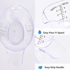 2 Pack Small Measuring Cups, 2oz/60ml Mini Measuring Cup with tsp/Tbsp/oz/ml Markings, Clear Easy-Read Scale for Kitchen, Resin, DIY, Beauty Mixing (2)