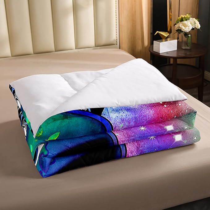 Trippy Alien Comforter Set Full Galaxy Hippie Bedding Set for Kids Boys Teens Trippy Room Decor, Outer Space Solar System Duvet Sets Boho Psychedelic Tie Dye Down Comforter with 2 Pillow Cases