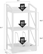 Vagusicc 3 Tier Bookshelf, Small Book Shelf Industrial Bookshelf, Wood Short Book Shelf Office Shelves with Metal Frame, White Open Shelf Storage Organizer Bookcase for Living Room Bedroom, White