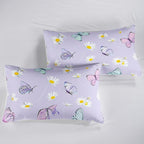 Butterfly Comforter Set for Kids Teens Girls Women,Daisy Kids Comforter,1 Comforter with 2 Pillowcase, Microfiber 3 Piece Bedding Set,for All Seasons(Purple，Full Size)