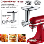 GVODE Metal Meat Grinder Attachment for KitchenAid Stand Mixer | Meat Grinders Includes 4 Grinding Plates, 3 Sausage Stuffer Tubes, 2 Grinding Blades, for KitchenAid Mixer Attachments