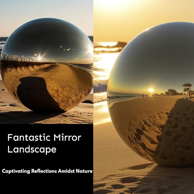 12 Inch Stainless Steel Gazing Globe,v2croft Hollow Ball Mirrored Surface Polished Shiny Sphere,Garden Stainless Steel Gazing Ball for Outdoor Lawn Pond Yard Ornament(Gold)