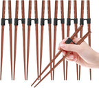 LYART 7 Pairs Reusable Training Chopsticks Beginners for Kids Adults Learners, Japanese Wooden Chopsticks Trainers Helpers Set, Dishwasher Safe, L8.86Inch (2.Tortoiseshell)