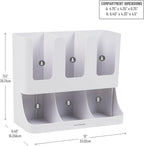 Mind Reader 6 Compartment Upright Breakroom Coffee Condiment and Cup Storage Organizer, White (Pack of 4)