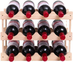 Wooden Wine Rack, countertop Wine Rack, 8-Bottle Stackable Wine Storage Rack, DIY Assembled Wine Holder, Used in Kitchens, countertops, etc (3 Layers of 12 Bottles)